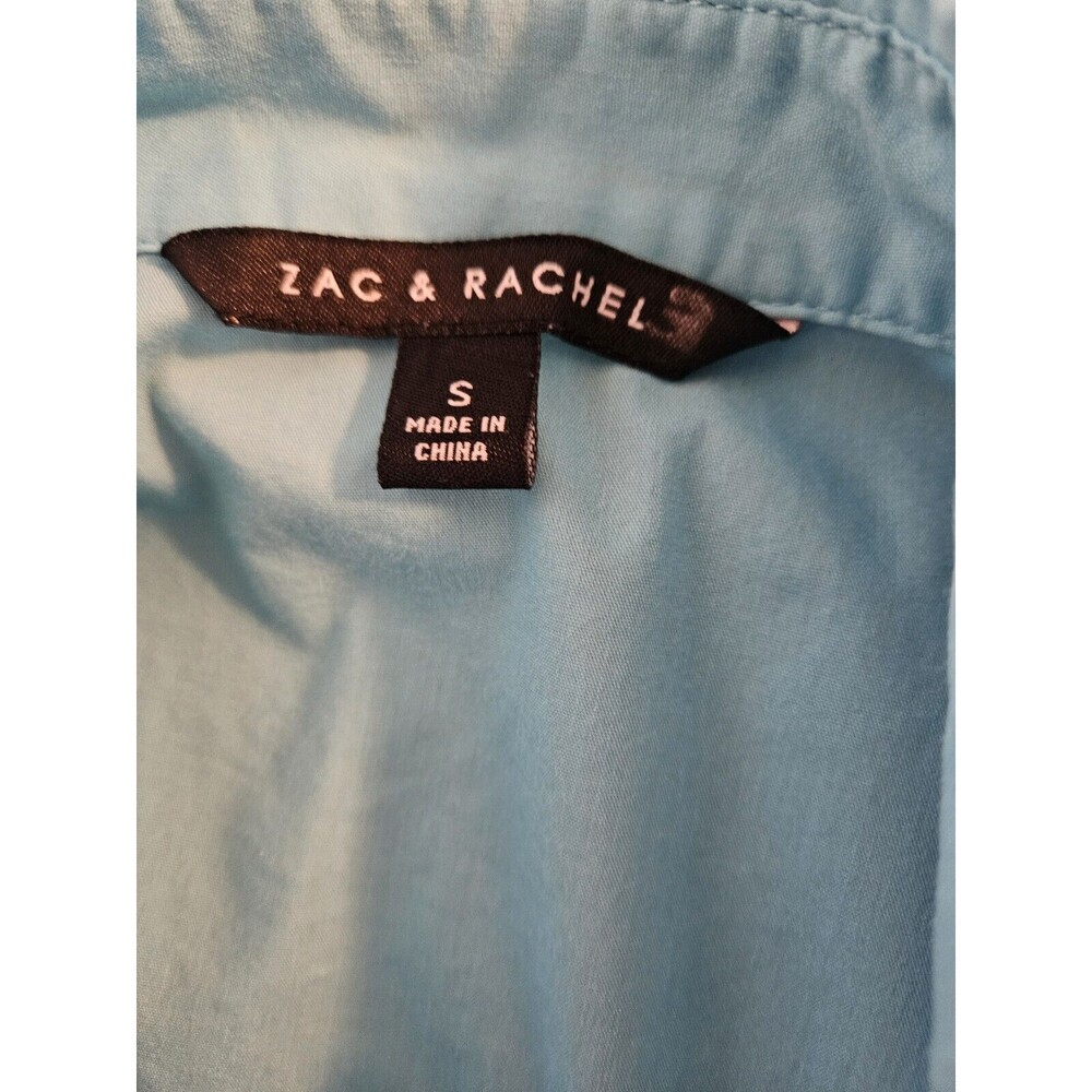 ZAC & RACHEL Blue SLEEVELESS BUTTON FRONT ROUNDED HEM BLOUSE/TOP Small Collared - Picture 6 of 6